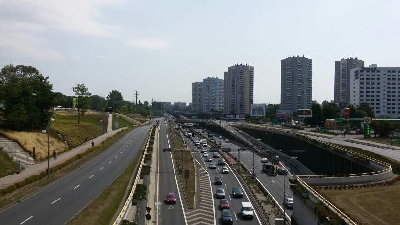 Korek na DTŚ przed tunelem w Katowicach