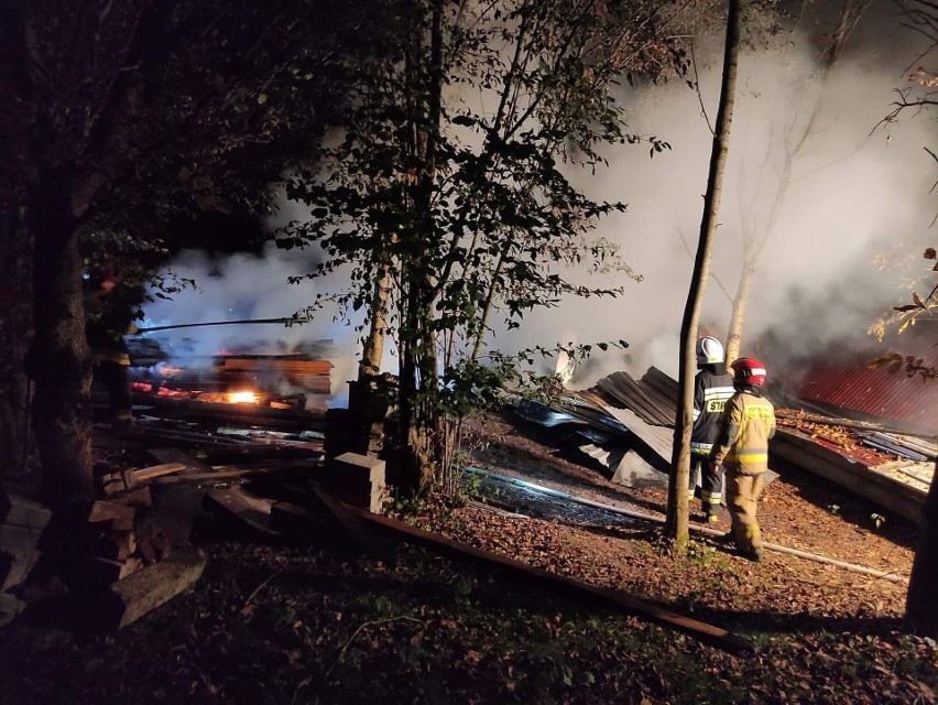 Nocny pożar budynku gospodarczego w Błażowej. Jedna osoba trafiła do szpitala [ZDJĘCIA]