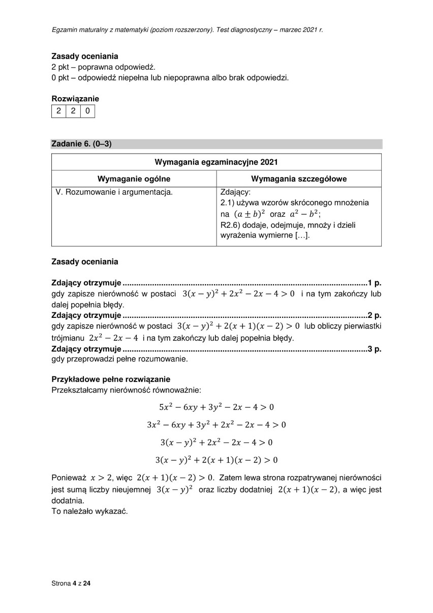 Matematyka poziom rozszerzony - Klucze odpowiedzi CKE....