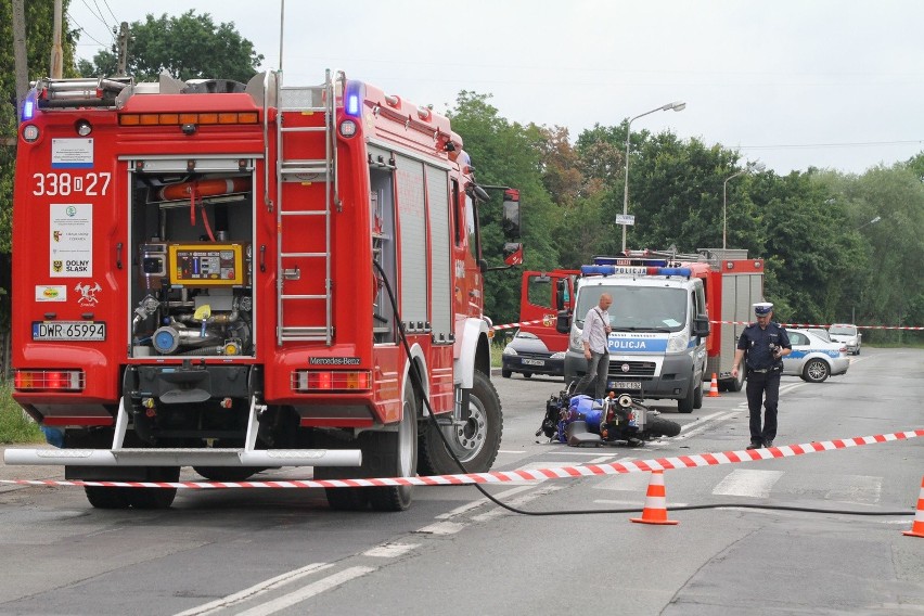 Wypadek motocyklisty w Kamieńcu Wrocławskim 8.07.2015....