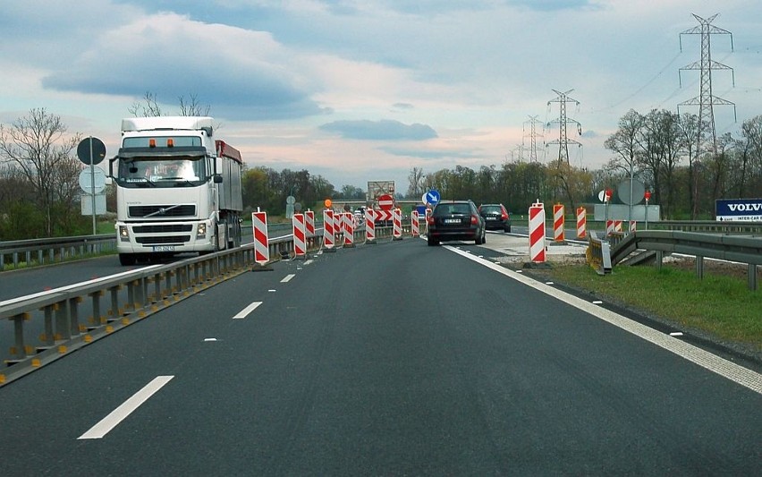 Remontowany odcinek autostrady A4 w rejonie węzła...