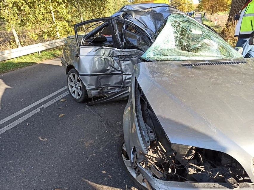 BMW uderzyło w drzewo. Ranne zostały: 24-letnia kobieta i...