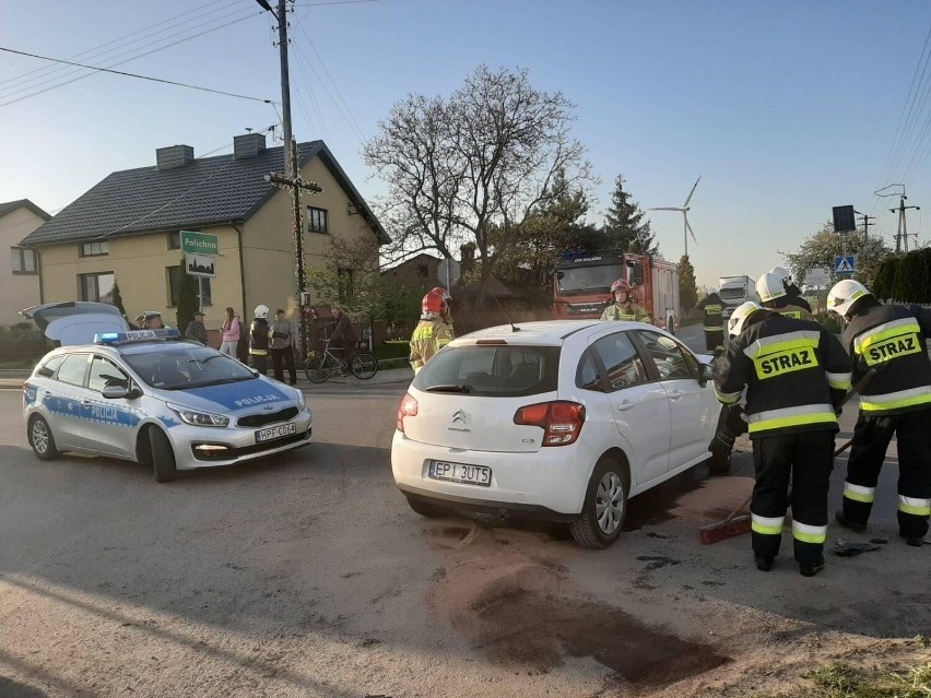 Wypadek na drodze między Żarnowicą Dużą, a Polichnem ZDJĘCIA