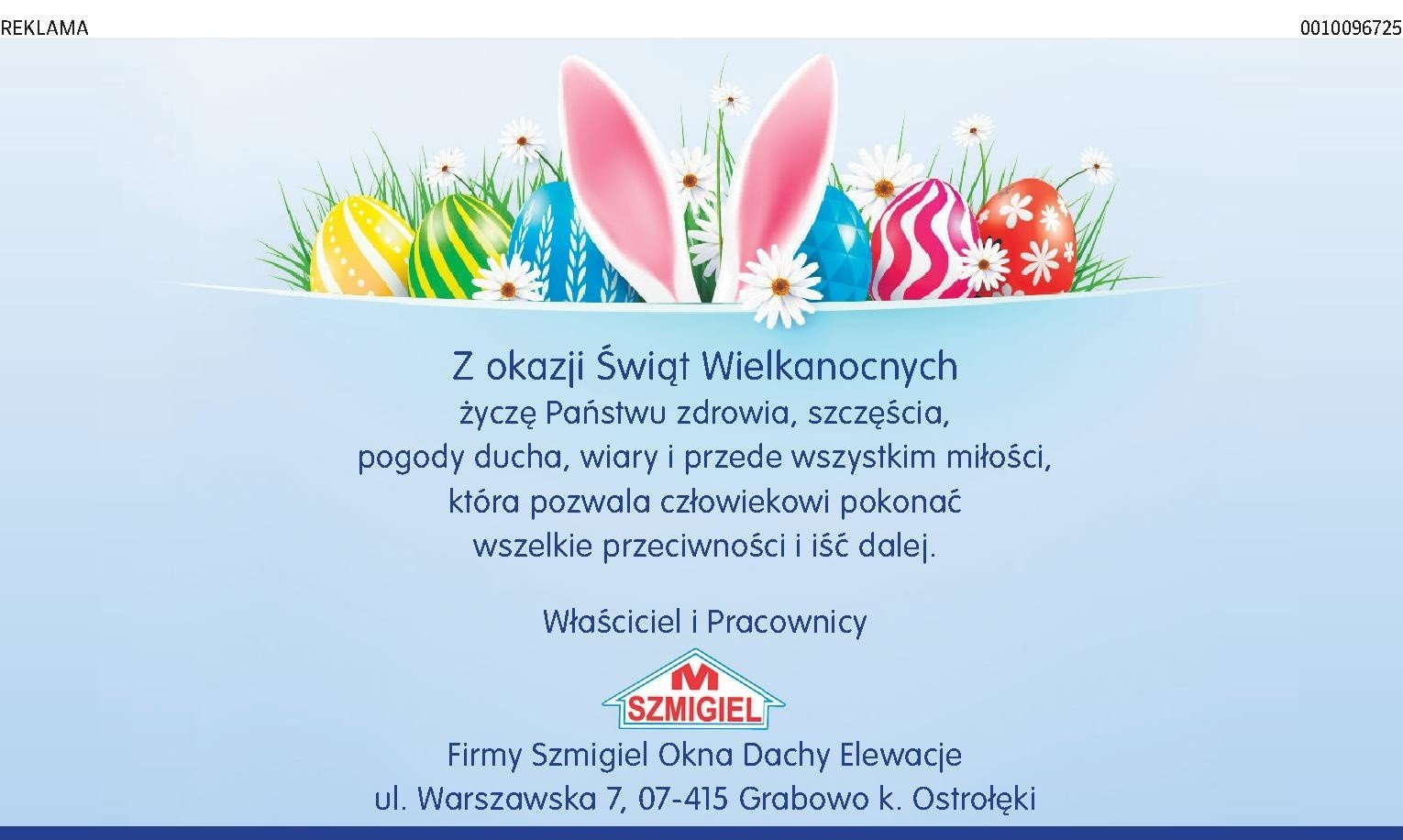 Życzenia Wielkanocne od firmy Szmigiel Okna Dachy Elewacje ...