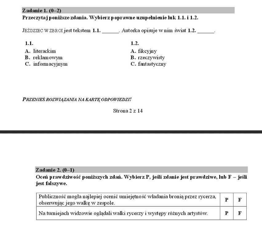 Próbny sprawdzian szóstoklasisty 2014 - języki polski,...