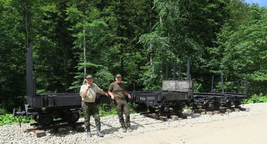  Te wagoniki woziły drewno w Bieszczadach. Eksponaty w lesie to pamiątki po dawnej kolejce wąskotorowej