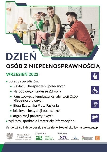 Osoby z niepełnosprawnościami, ich opiekunowie oraz bliscy mogą wziąć udział w wydarzeniu Dzień Osób z Niepełnosprawnością w ZUS. W czwartek, 15 września, uczestnicy będą mogli skorzystać z porad ekspertów, uzyskać informacje na temat wsparcia dla osób z niepełnosprawnościami czy zintegrować się z innymi uczestnikami.