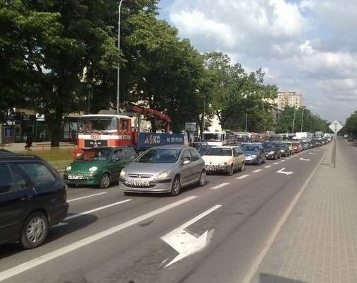 Takie korki tworzyły się na Alei Piłsudskiego, gdy remontowany byl wiadukt na Dąbrowskiego w Białymstoku