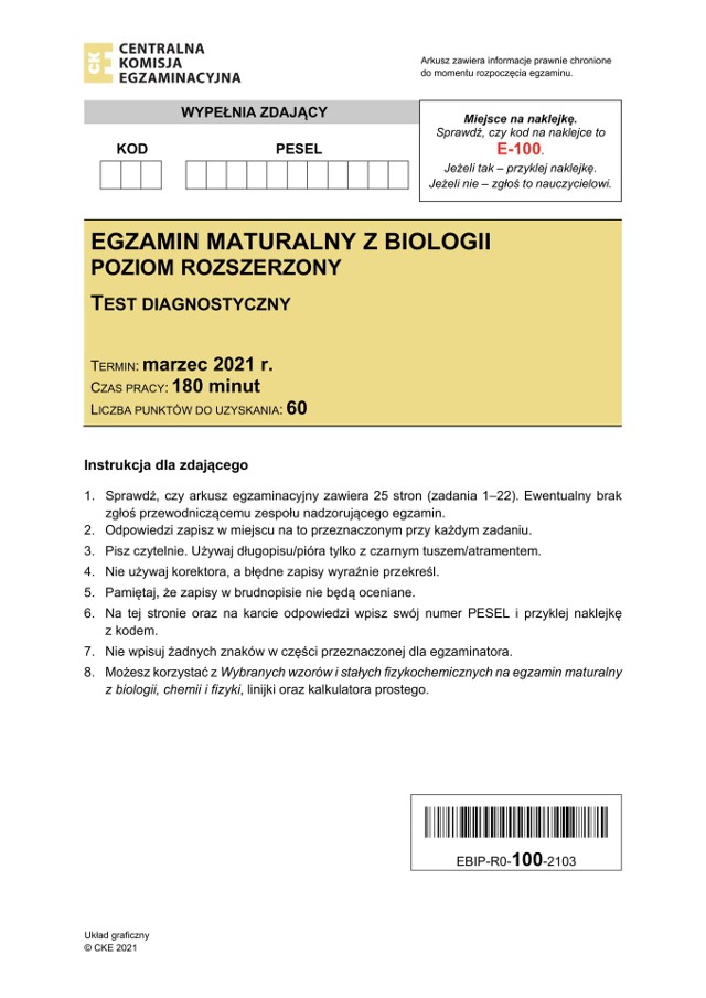 Matura próbna z BIOLOGII 2021