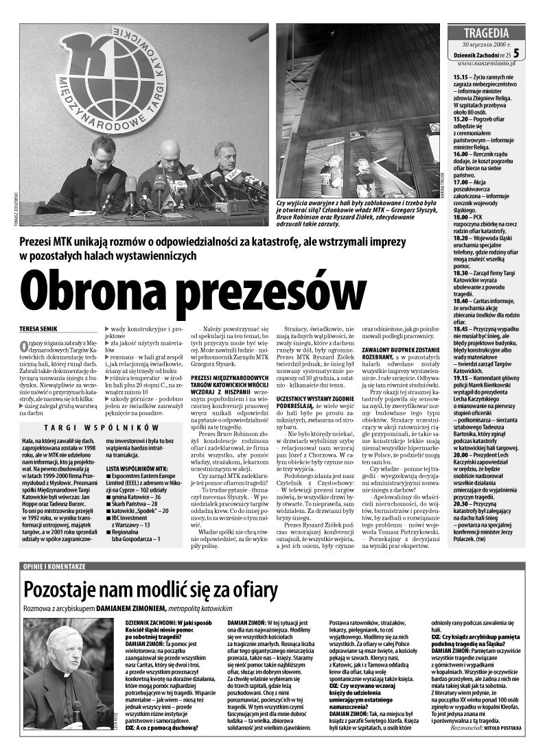Archiwalne wydanie Dziennika Zachodniego z 30 stycznia 2006...