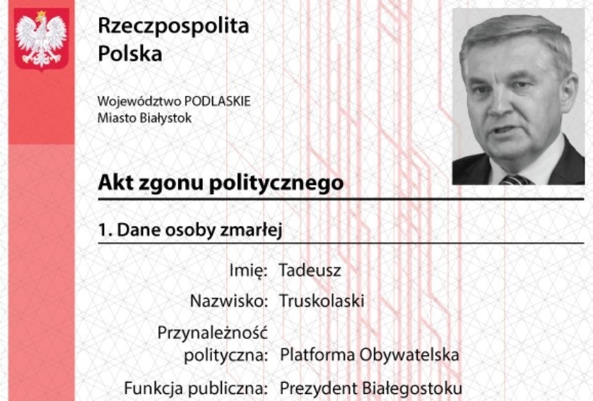 Młodzież Wszechpolska wystawiła akt zgonu politycznego Tadeusza Truskolaskiego