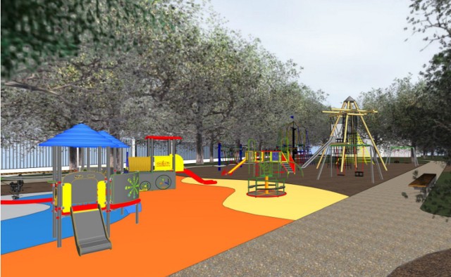 Tak będzie wyglądał nowy plac zabaw w parku obok Młodzieżowego Domu Kultury.
