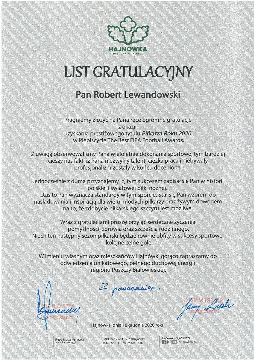 Robert Lewandowski dostanie żubra z Hajnówki. To prezent od samorządowców (zdjęcia)