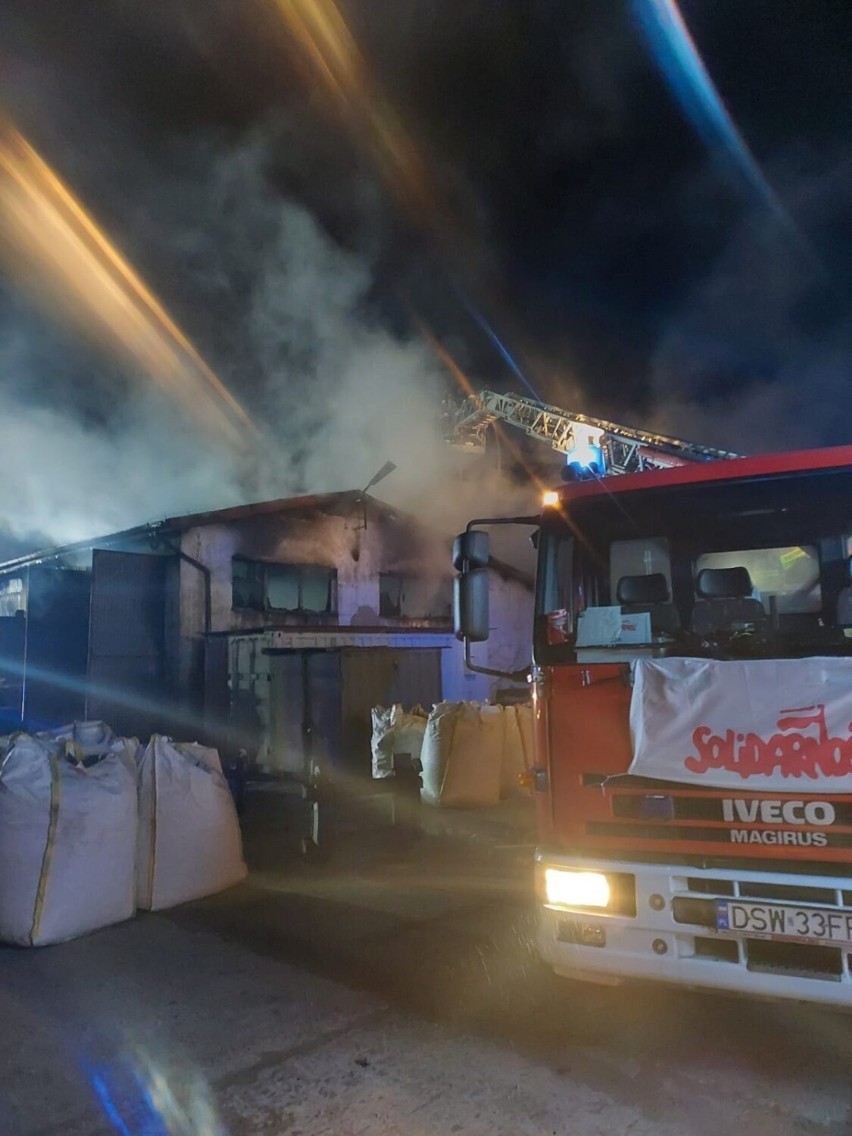 Pożar na Dolnym Śląsku. Płonęła hala i samochody w Jaroszowie pod Strzegomiem [ZDJĘCIA]