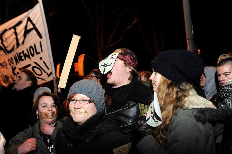 Protest przeciwko ACTA w Szczecinie