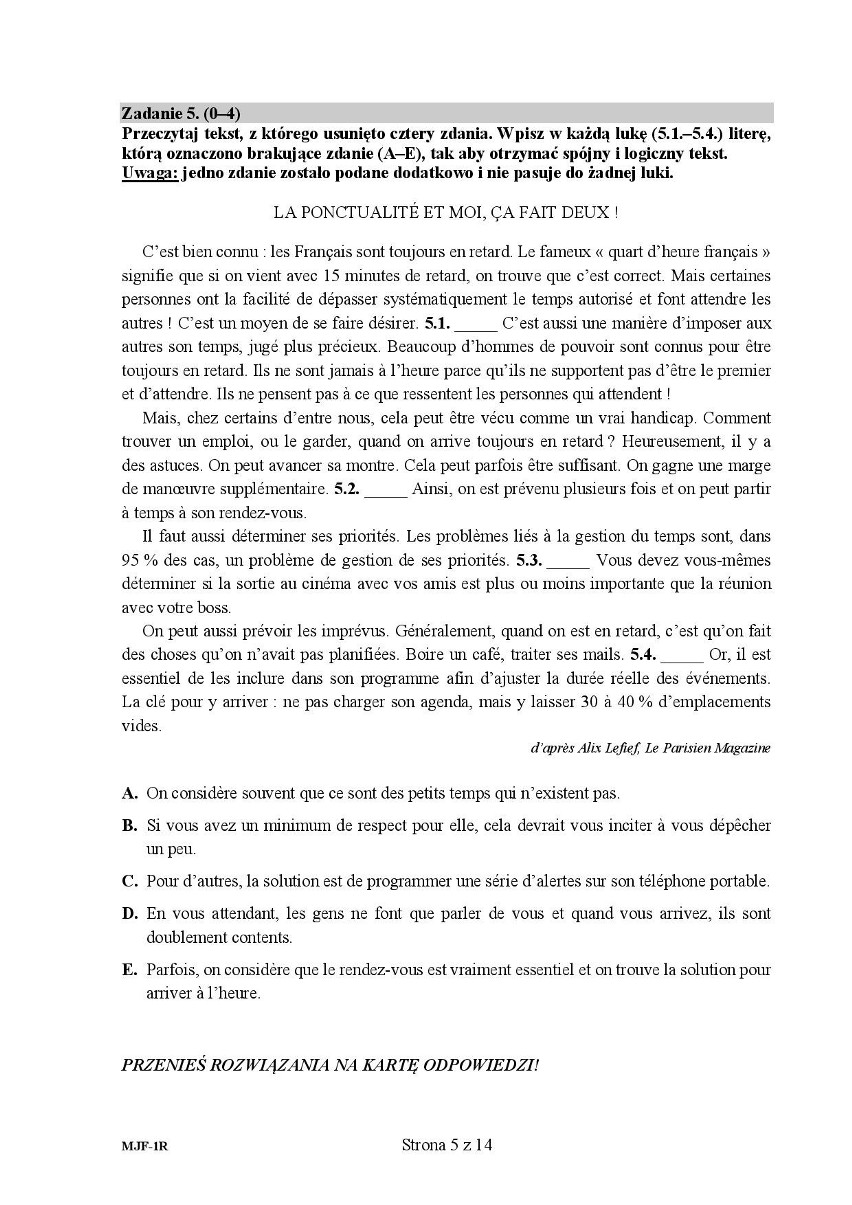 MATURA PRÓBNA 2020: Język francuski - poziom rozszerzony. Zobacz arkusz maturalny z 6 kwietnia i klucz odpowiedzi 15 kwietnia 2020 r. 