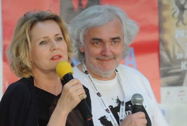Gość festiwalu Grażyna Szapołowska i dyrektor imprezy Andrzej Buck.