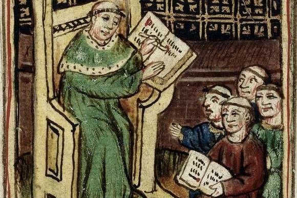"Mistrz i uczniowie". Ilustracja z XV wieku