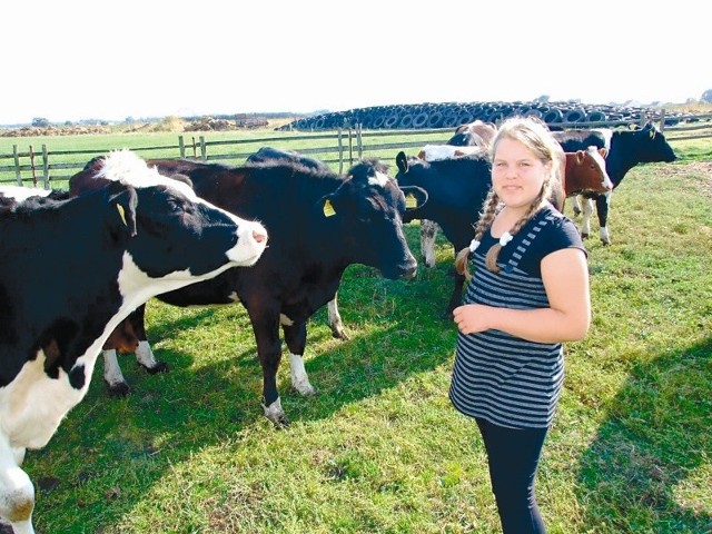 W gospodarstwie przez nieuwagę łatwo sobie zrobić krzywdę - mówi Ewa Glik, zwyciężczyni konkursu „Bezpiecznie na wsi” . - Lubię krowy, są łagodne, ale trzeba uważać, kiedy się do nich podchodzi. (fot. Radosław Dimitrow)