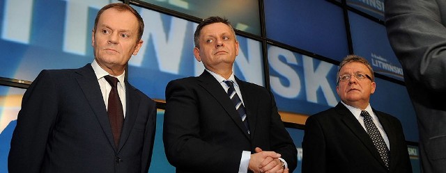 Donald Tusk, Piotr Jedliński i Janusz Gromek.