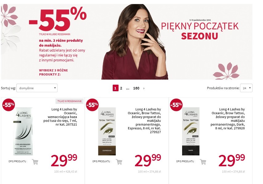 Promocja w Rossmannie październik 2018: -55% na kosmetyki do...