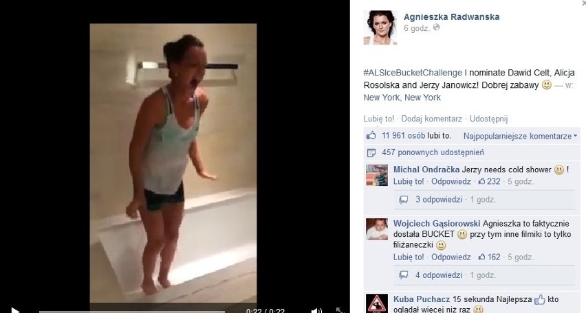 Agnieszka Radwańska podjęła wyzwanie Ice Bucket Challenge