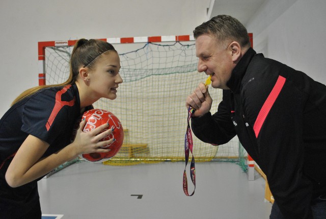 Grzegorz Bała z córką Agatą podczas treningu