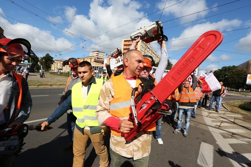 Protest leśników w Szczecinie