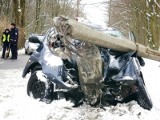 Wypadek: Renault wjechało w słup. Połamany 23-latek w szpitalu
