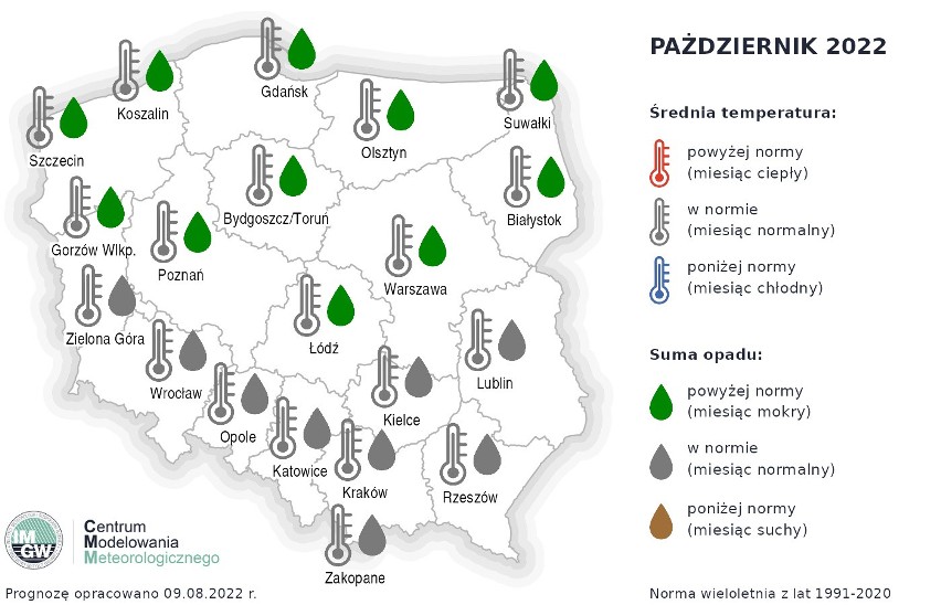 Średnia miesięczna temperatura powietrza w całej Polsce...