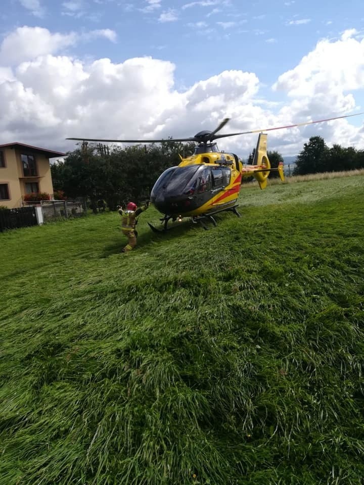 Po poszkodowaną rowerzystkę przyleciał helikopter LPR...