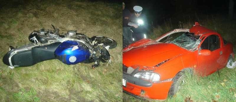 Kierowcę motocykla przewieziono do szpitala/Opel po...