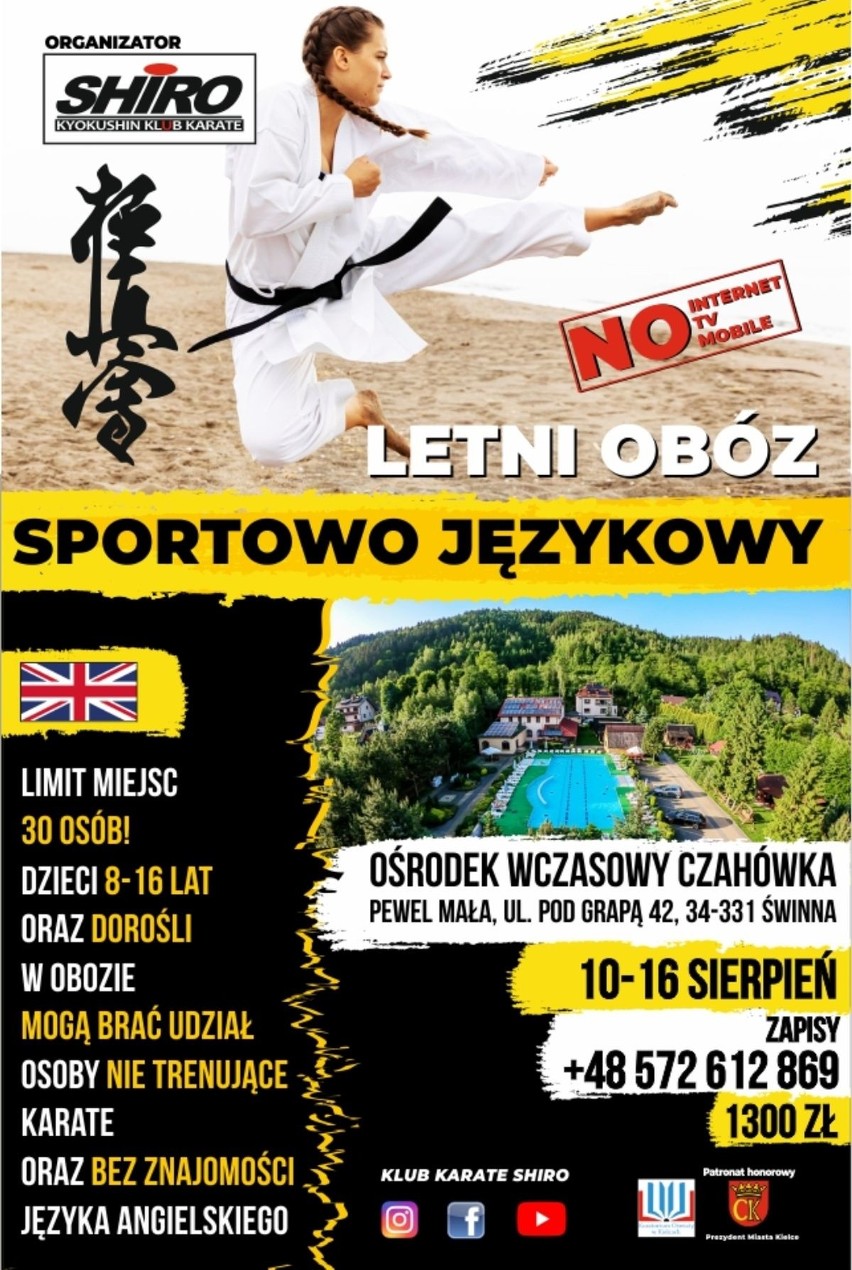 Klub Karate Shiro z Bilczy i Chęcin organizuje obóz sportowo - językowy. Są wolne miejsca