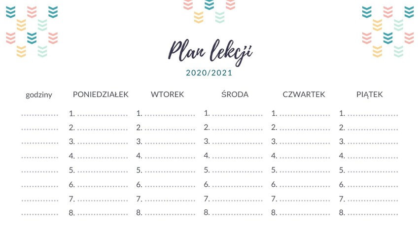 Plan lekcji DO DRUKU dla dzieci i młodzieży 2020/2021. Wzory planów lekcji do wypełnienia na komputerze w PDF i Word (.doc) POBIERZ