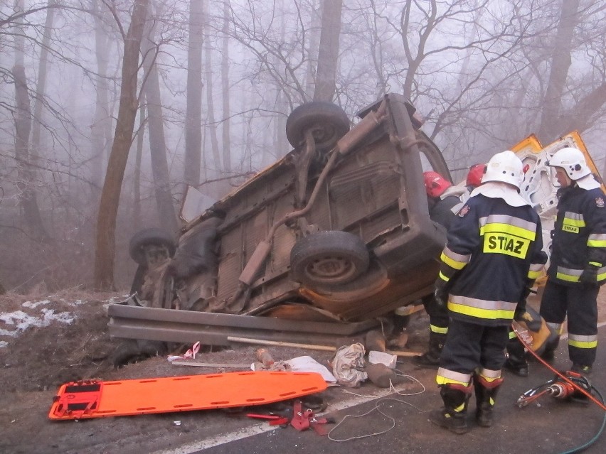 Wypadek w Waganowicach. Bus wpadł do rowu, są rannych