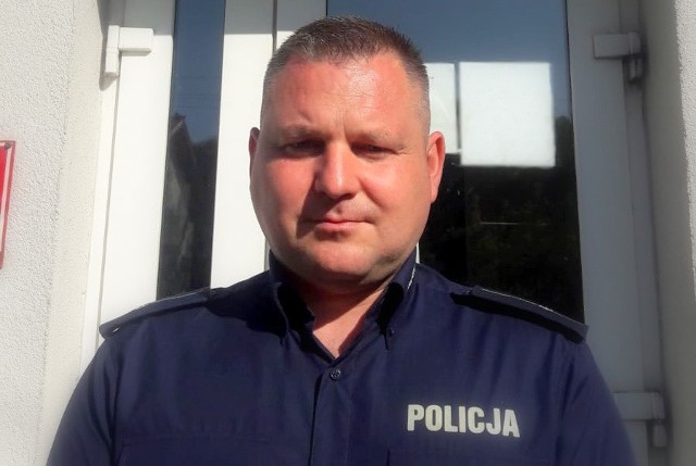 Na zdjęciu mł. asp. Marcin Górko - dzielny policjant