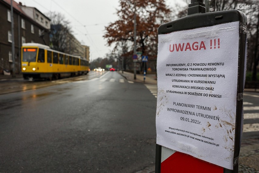 Wielka przebudowa torowisk w Szczecinie. Zamykają dla ruchu ulice na Niebuszewie. ZDJĘCIA, WIDEO, MAPY - 9.01.2021