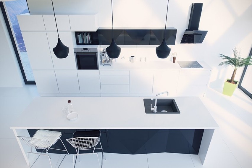 W minimalistycznej kuchni warto postawić na kolorystyczne...