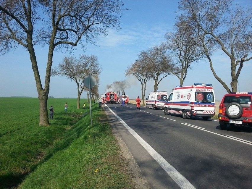 Wypadek pod Brzegiem. Kierowca spłonął w samochodzie