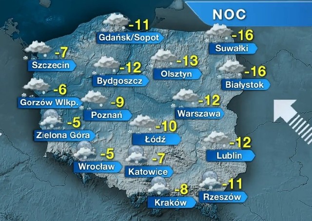 W nocy termometry pokażą w Gorzowie -6 st. C, w Zielonej Górze -5 st. C.