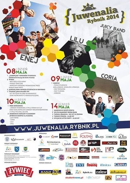 Juwenalia w Rybniku 2014 - Koncerty, wystawy, turnieje  [PROGRAM JUWENALIA RYBNIK 2014]