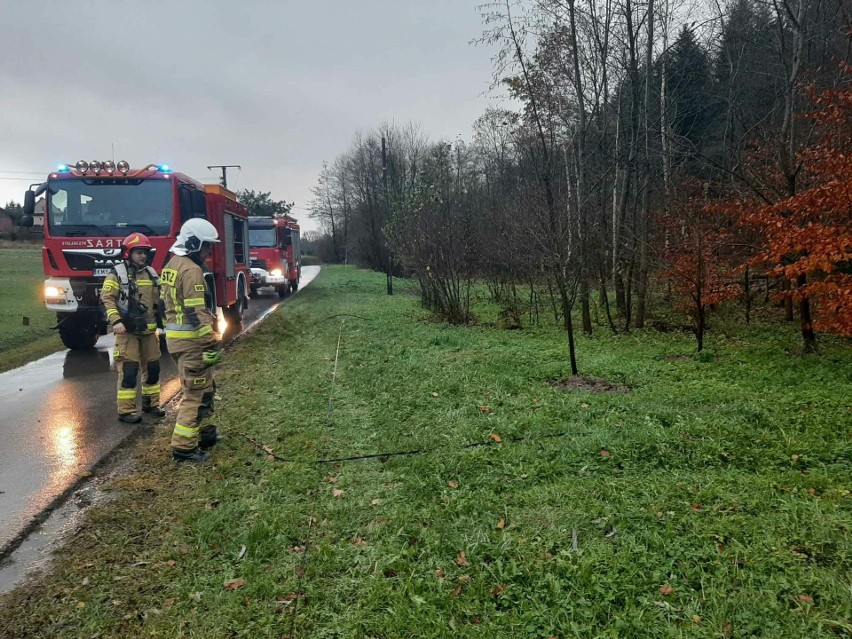 Interwencja straży pożarnej w Jaworniku - powiat myślenickim