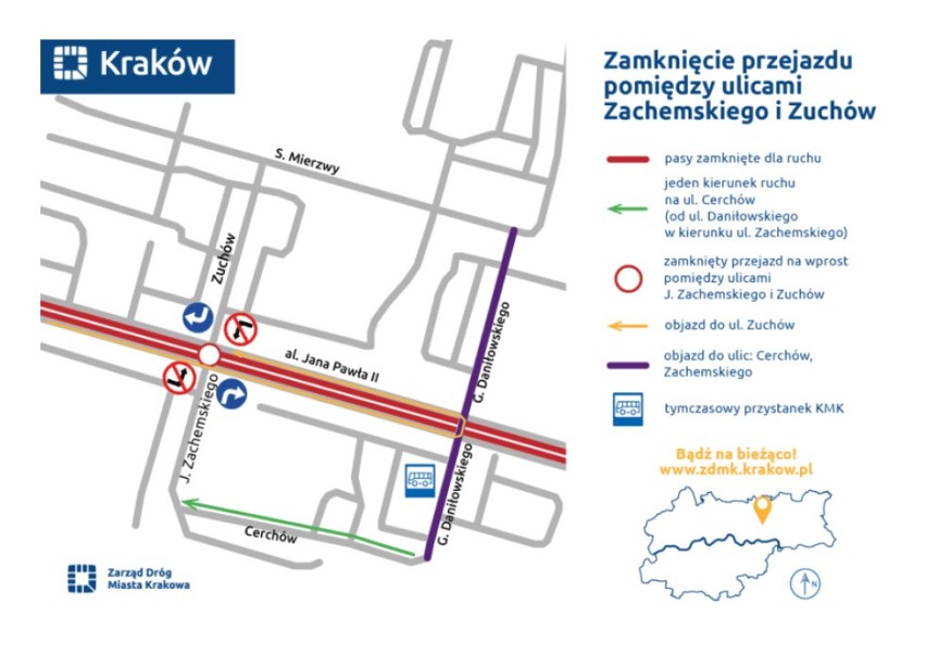 Zamknięcie przejazdu pomiędzy ulicami Zachemskiego i Zuchów