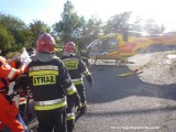 Mysłowice: wypadek motocyklisty ZDJĘCIA Potrącił go samochód osobowy. Rannego przetransportował do szpitala śmigłowiec LPR