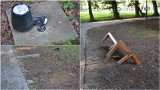 Radłów. Park w Radłowie na cel wzięli wandale. Sprawców demolki szuka policja