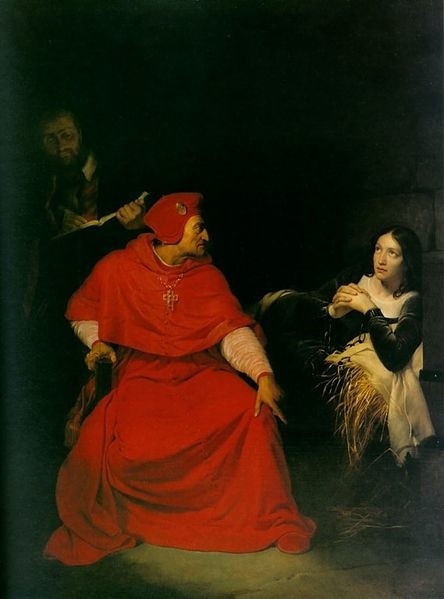Joanna przesłuchiwana w celi przez kardynała Winchestera.