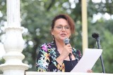 Małgorzata Pieńkowska, aktorka czytała nowele w parku Źródliska w ramach akcji Narodowe Czytanie 2019