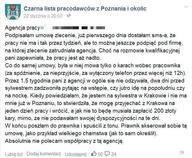 Czarna lista pracodawców z Poznania i okolic. Internauci...