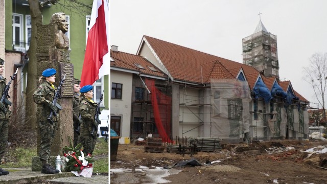 Pomnik rtm. Pileckiego stoi przy ulicy jego imienia. Możliwe, że trafi na skwer przy budowanym dziś  kościele w parafii pod wezwaniem świętego Marcina.