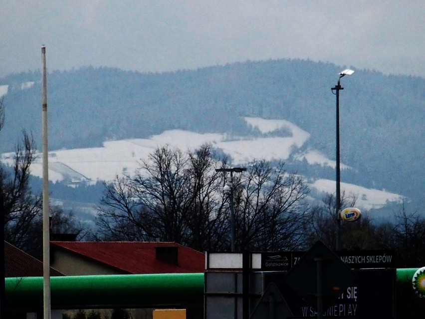 Nowy Sącz. Zima zaskoczyła na wiosnę, miasto jest znów białe